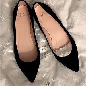 J crew ballerina black suede pointy toe flats sz 6